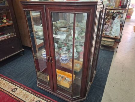 2 x Antique Wooden Display Cabinet (contents not included)