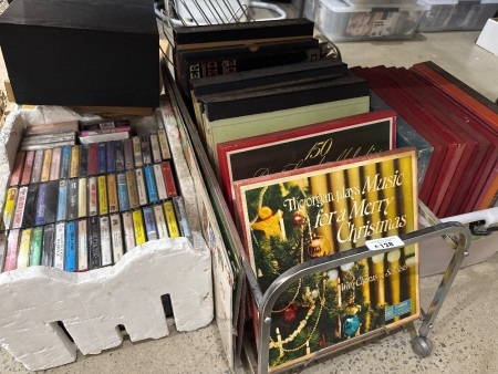 Large Lot of Vintage Classical Vinyl Records, Record Holders & Cassette Tapes