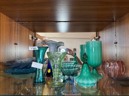 Lot of Blue, Green & Pink Glassware