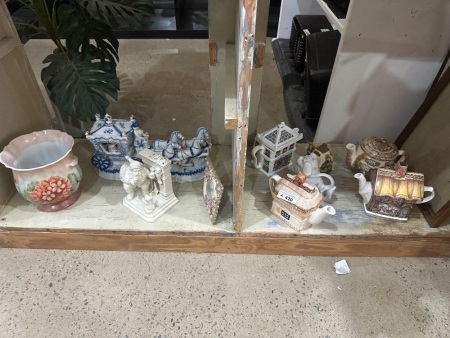 5 Themed Teapots, Vintage Porcelain Figures & Misc Items