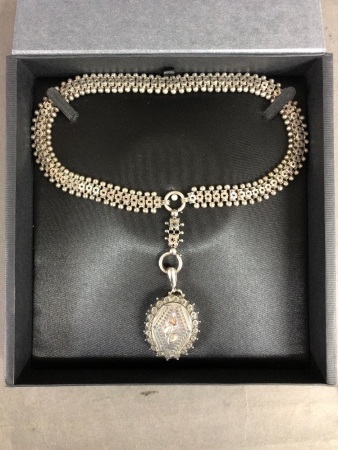 Stunning Antique Victorian Sterling Silver 3 Way Chain with Drop & Locket