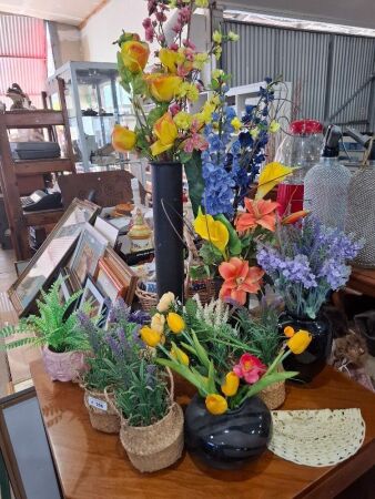 Assortment of Modern Vases & Pots (fake plants included)