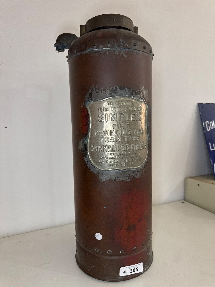 Antique Simplex Brass Fire Extinguisher