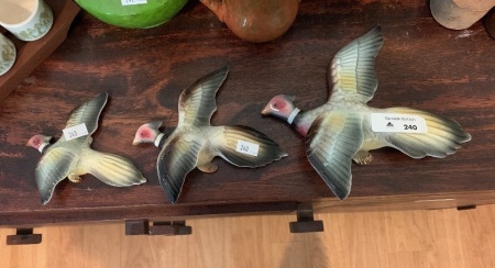 Set of 3 Vintage Mid Century Ceramic Birds - Pheasants