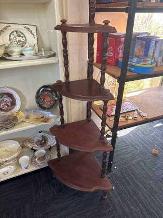 Vintage 4 Tier Wooden Corner Shelf/Wotnot