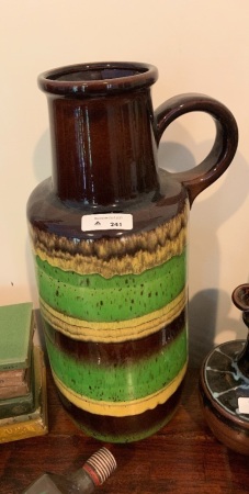 Rare XL West GermanY Mid Century Green & Brown Glazed Vase