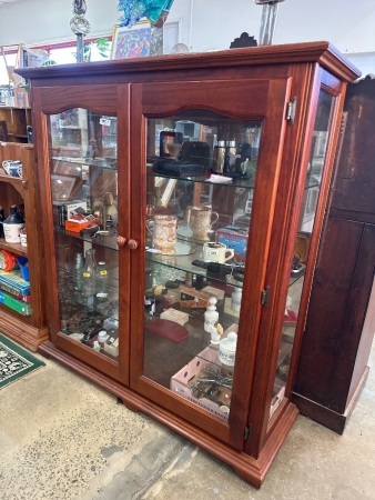 Display Cabinet with Glass Shelves and Mirrored Back (contents not included)