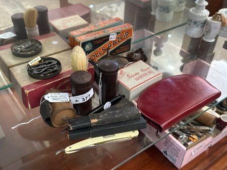 Vintage Shaving Lot, Kinfolks USA & German Made Cut Throat Razors, Rolls Razor & Other Equipment