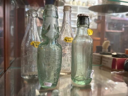 4 Collectable Glass Bottles - Incs A.E Bradley Kimberley, B & E London & More