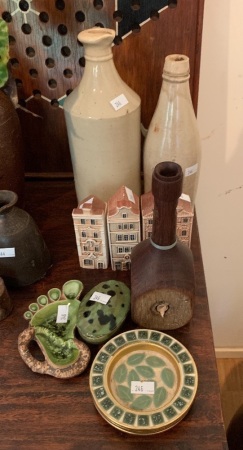 Asstd Lot of Ceramics etc. inc Antique Salt Glazed Bottles