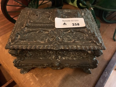 Italian Ornate Cast White Metal Jewellery Box