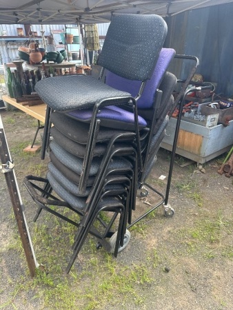 8 Office Style Chairs on Chair Trolley