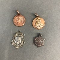4 Vintage Medallions – 1 Sterling Silver