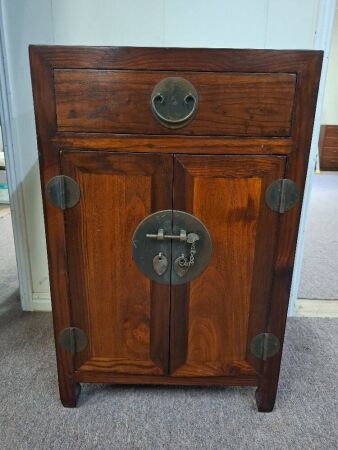 Antique Chinese Wooden Cabinet with Brass Fittings
