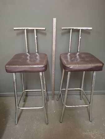 Pair of Chrome and Vinyl Mid-Century Kitchen Stools