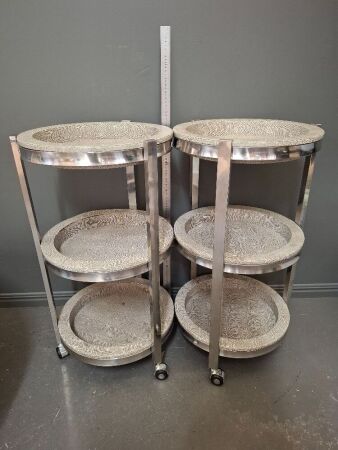 Pair of Faux Snakeskin Round Tray Mobiles