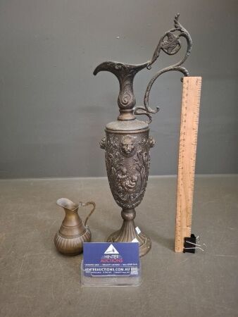 Italian Pewter Pitcher & Small Possibly Brass Jug