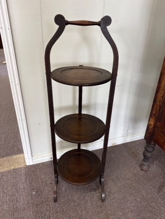 Antique Three Tier Folding Cake Stand
