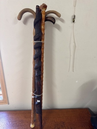 Large Lot of Vintage Wooden Walking Sticks