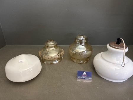 4 Vintage Glass Light Shades