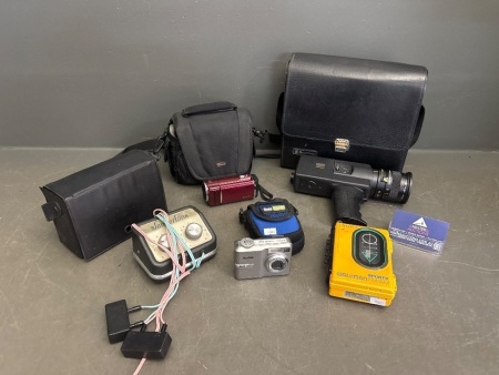 Assortment of Cameras & Video Recorders - Incs Sony Sports Walkman