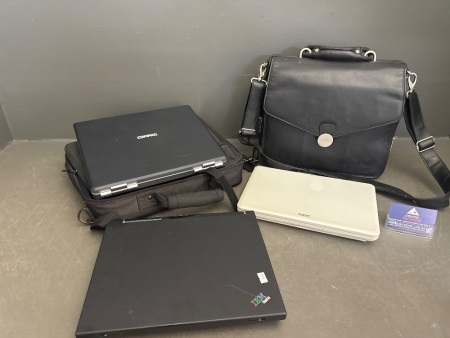 2 Computer Bags with Old Laptops & Equipment + Extra Old Laptop inc IBM, NEC & COMPAQ