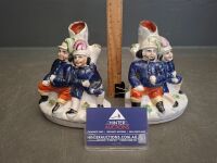 2 x Staffordshire Style Spill Vases