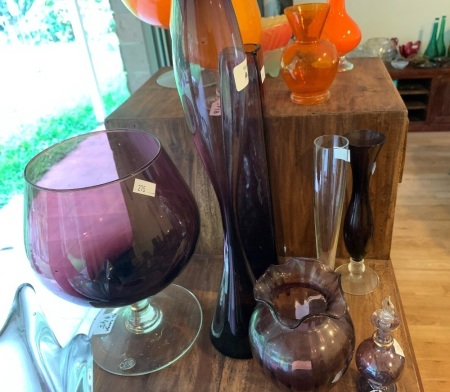 Asstd Lot of Mid Century Purple / Amethyst Glass - See Picture