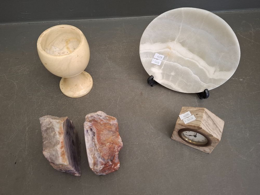 Stone Decorator Items - Incs Amethyst Book Ends, Stone Clock ...