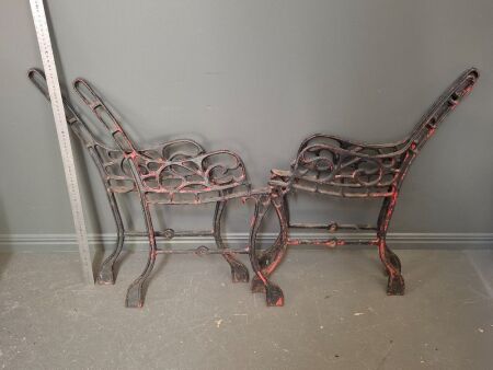 2 x Pairs of Cast Iron Garden Bench Ends