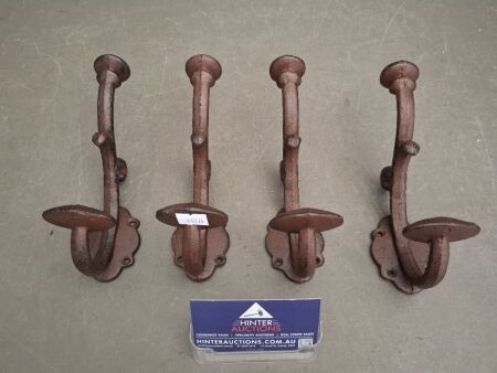 4 x Cast Iron Coat Hooks