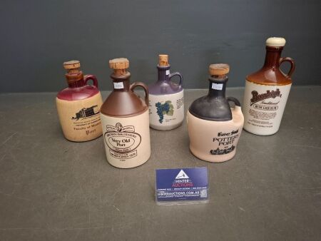 Assortment of Vintage Port, Wine & Liqueur Stoneware Jugs