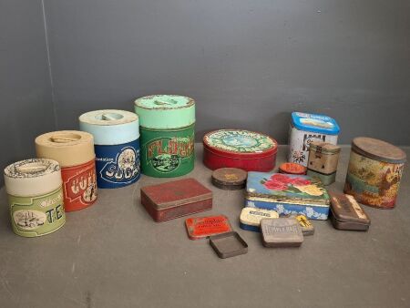 Assortment of Collectable Tins, Incs Vintage Mill Pond Metal Canisters