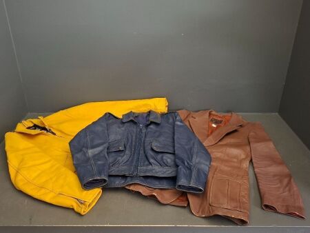 3 Vintage Leather Jackets - Incs 1 Stagg Melbourne Made in Australia + 1 Don Lorenzo of Spain