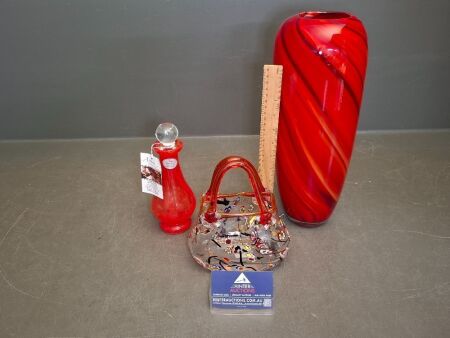 3 Murano Hand Blown Art Glass Pieces