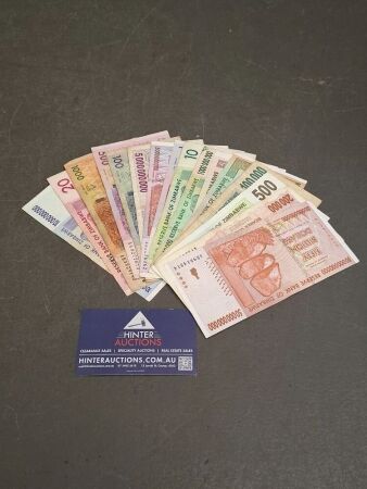 Zimbabwe Bank Note Collection - More Than 90 Billion Dollars