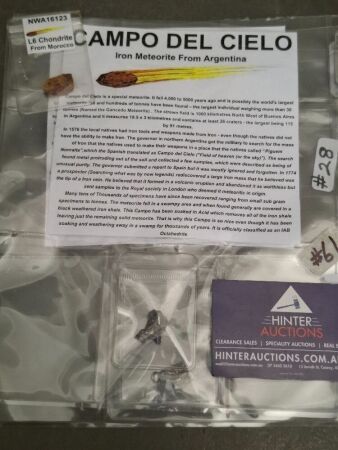 2 Campo Del Cielo Iron Meteorite, From Argentina (1 made into pendant) + NWA16123 Chondrite L6 Type Meteorite