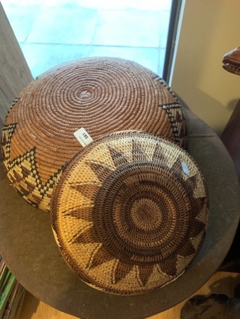 Vintage African Woven Basket + Modern Buka Style Basket