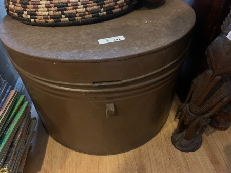 Large Vintage Tin Hat Box