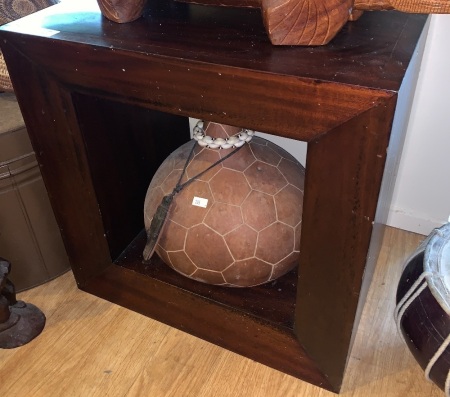 Teak Display Stand with Vintage Incised Gourd