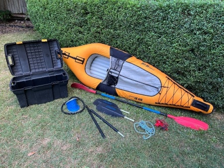 Inflatable Kayak with Oar and Storage Container