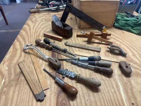 Mixed Tool Lot - Incs Wooden Planes, Rulers & More