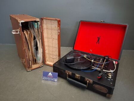 Mixed Genre Vinyl Records + Record Player