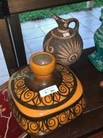 Mid Century Israeli Glazed Pot + Cretian Pottery Jug