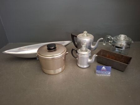 Retro Metal Kitchenalia Lot - Incs Coffee Percolators