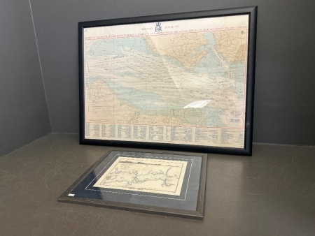 Nautical Chart & Commemorative Map 1977 & Framed Antique Port Stephens NSW Map by Mr. William Johns