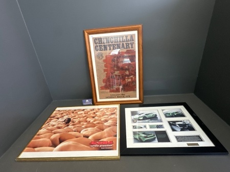 Boll&eacute; Serious Protection Poster, Chinchilla Centenary Celebration Day Poster & LP 570-4 Superleggera Lamborghini (limited edition 116 of 499)