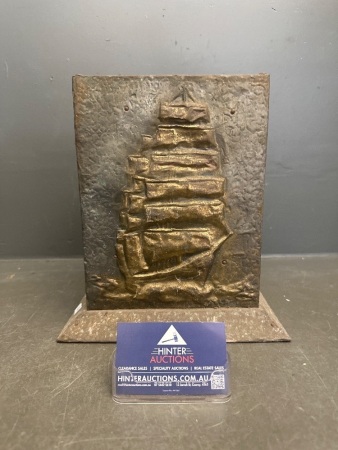 Beaten Copper and Wood Fire Place Equipment Holder