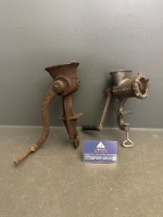 2 Vintage Meat Grinder - Incs 1 Spong No.5 & 1 Beatrice No 2