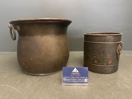 2 Vintage Brass Buckets